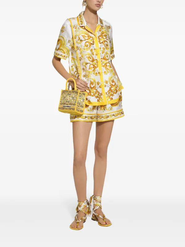 【新season】DOLCE＆GABBANAマジョリカプリントハンドバッグ黄 Dolce & Gabbana マジョリカプリント ハンドバッグ | イエロー