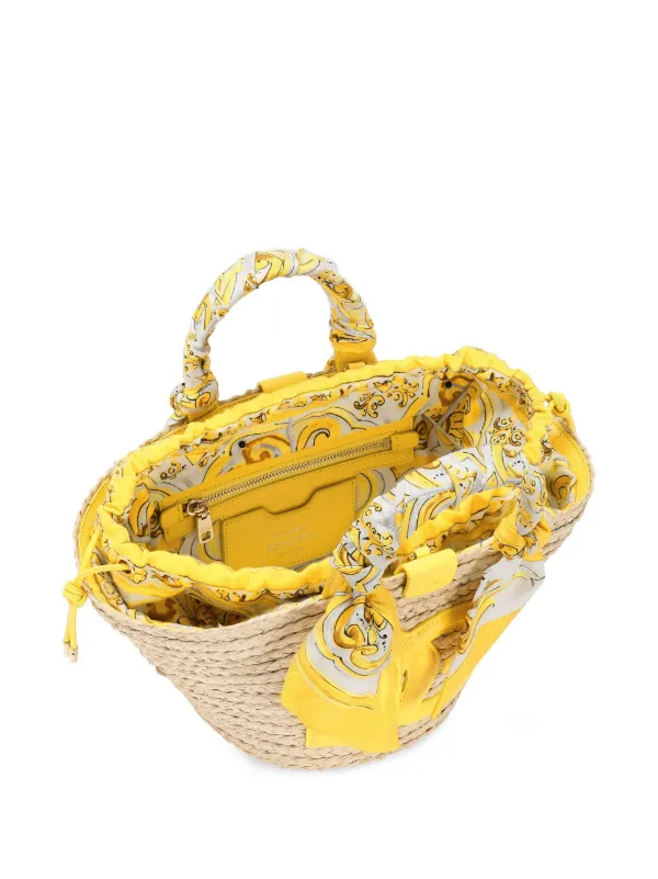 Dolce & Gabbana Small Kendra Straw Tote Bag | Neutrals