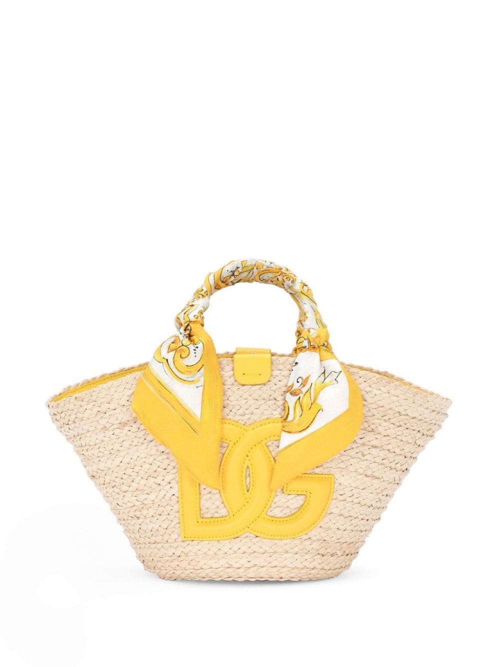 Dolce & Gabbana Small Kendra Straw Tote Bag In Yellow