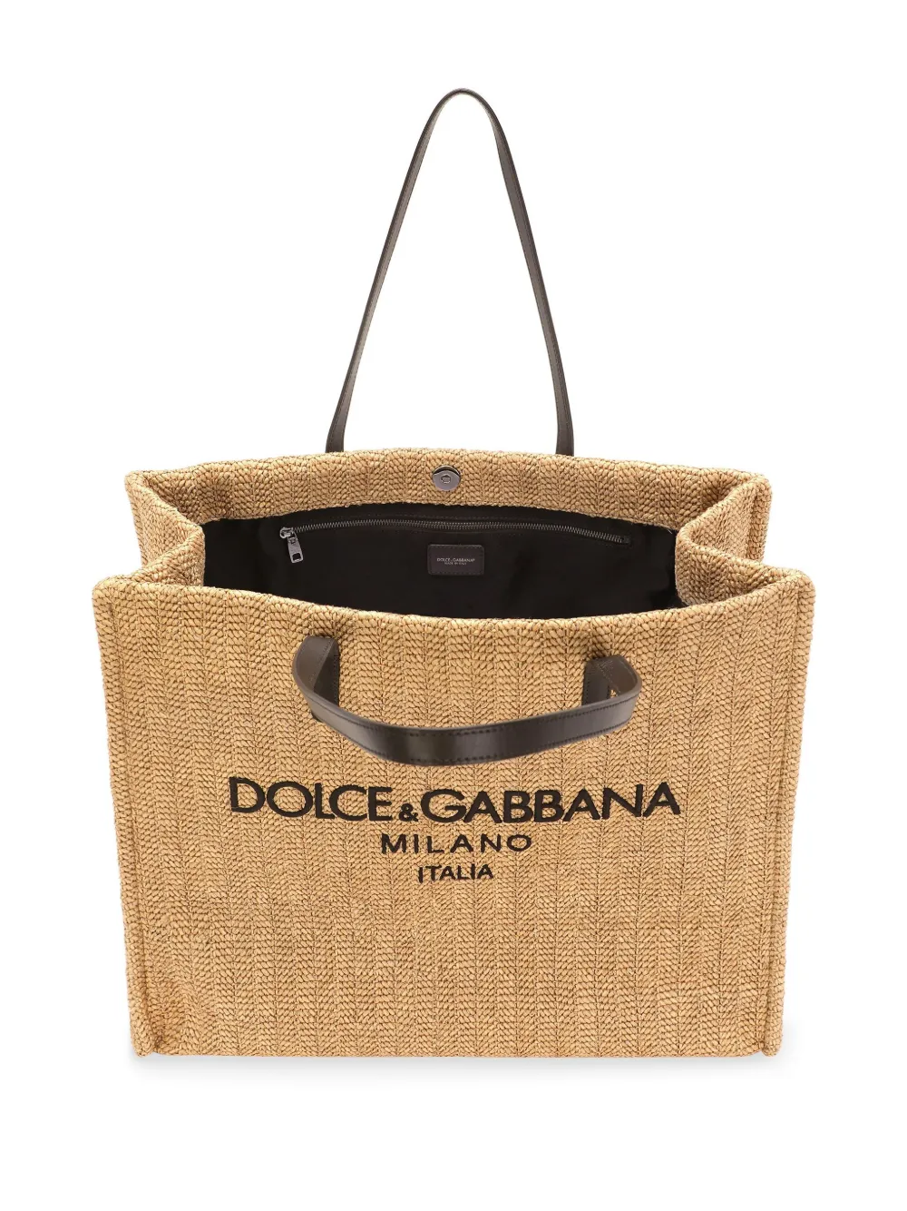 Dolce & Gabbana Raffia shopper met geborduurd logo Beige