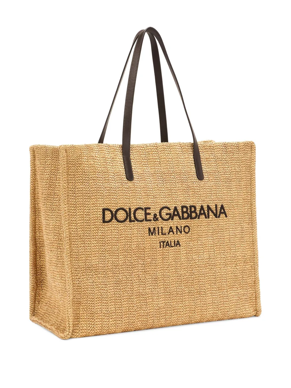 Dolce & Gabbana Raffia shopper met geborduurd logo Beige