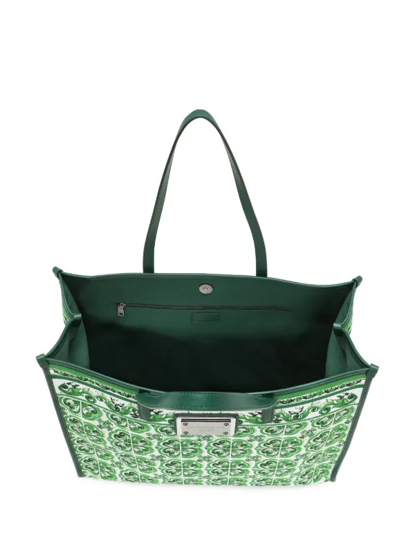 Dolce & Gabbana Majolica-print Canvas Tote Bag | Green | FARFETCH