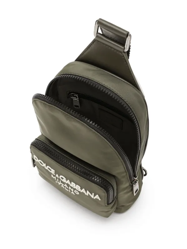Dolce & Gabbana logo-lettering Cross Body Backpack | Green | FARFETCH