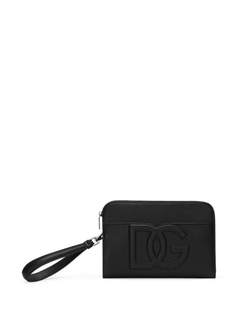 Dolce & Gabbana DG-embossed leather clutch bag
