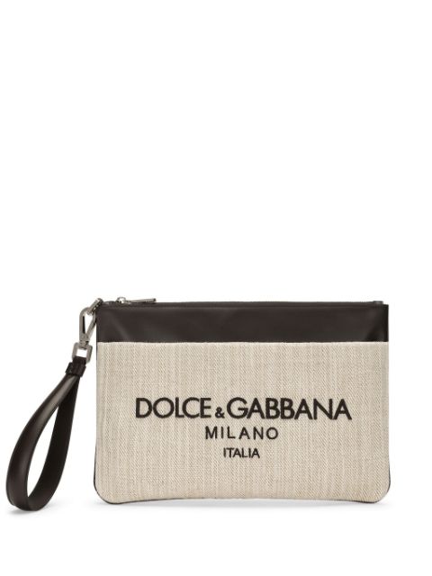 Dolce & Gabbana 로고 자수 캔버스 클러치