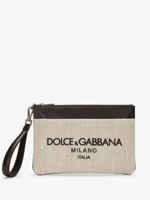 Dolce & Gabbana Canvas-Clutch mit Logo-Stickerei