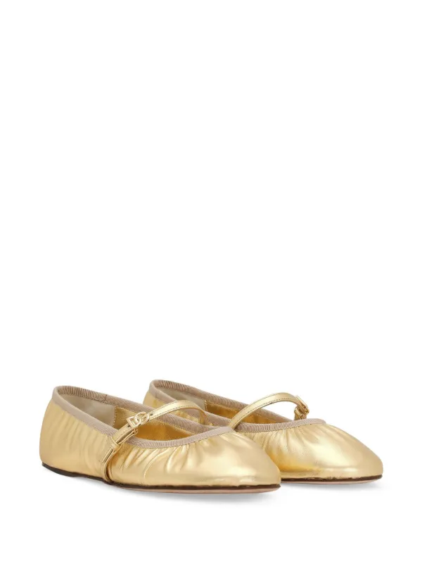 【関税＆送料込み】Dolce & Gabbana Leather Ballerina Dolce & Gabbana Leather Ballerina Shoes | Gold | FARFETCH TR