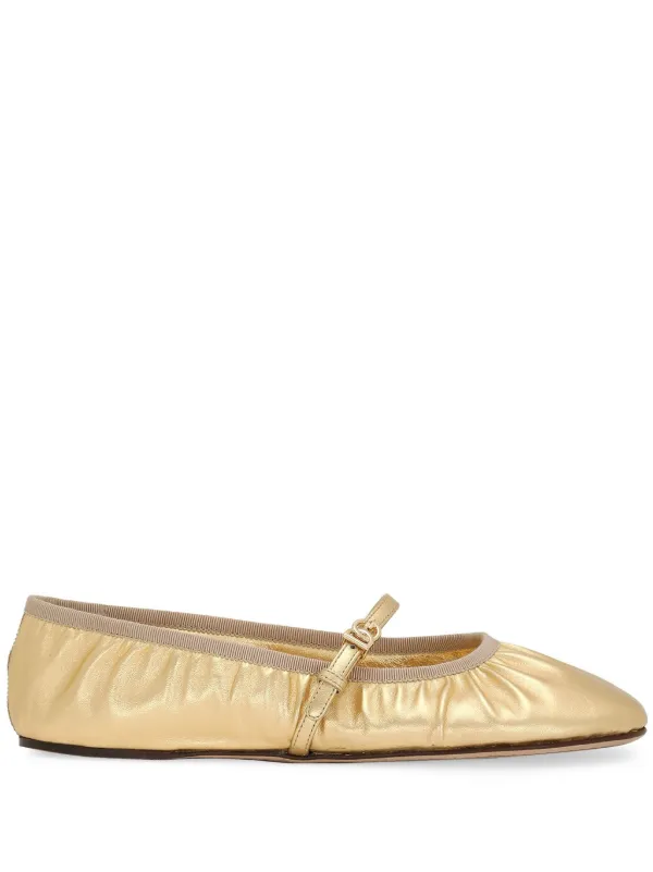 Dolce Gabbana DNA Leather Ballerina Shoes Gold FARFETCH