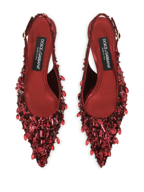 Dolce & Gabbana crystal-embellished Slingback Pumps | Red Dolce & Gabbana crystal-embellished Slingback Pumps | Red