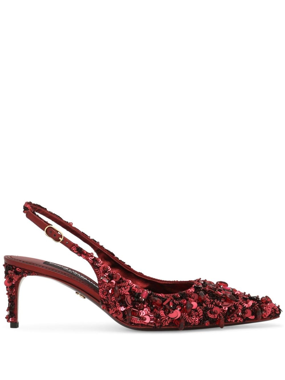 Dolce & Gabbana crystal-embellished slingback pumps Red