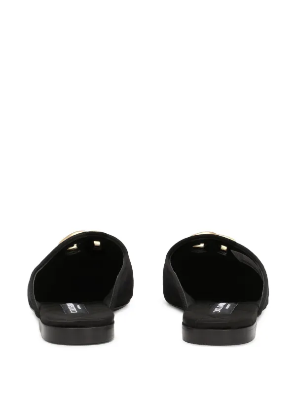 Dolce & Gabbana Logo Plaque Slippers | Black | FARFETCH