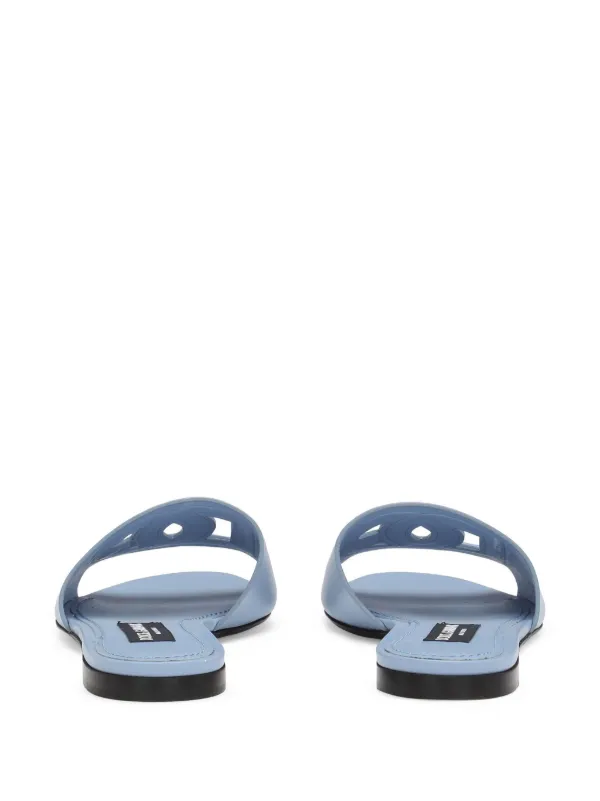 Dolce & Gabbana DG Logo Leather Sandals | Blue | FARFETCH