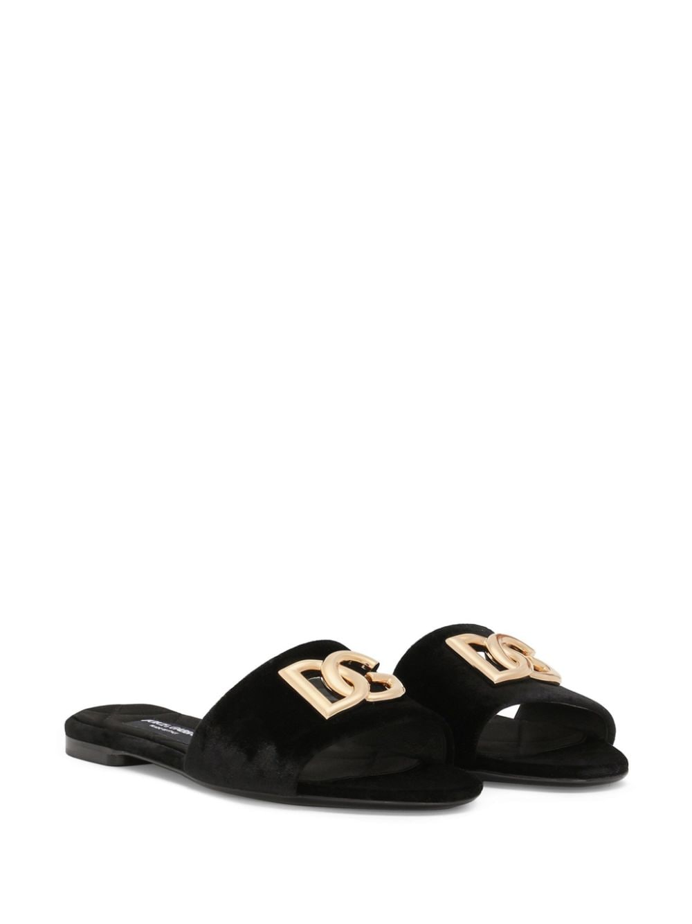 Shop Dolce & Gabbana Dg-logo Leather Slides In Black