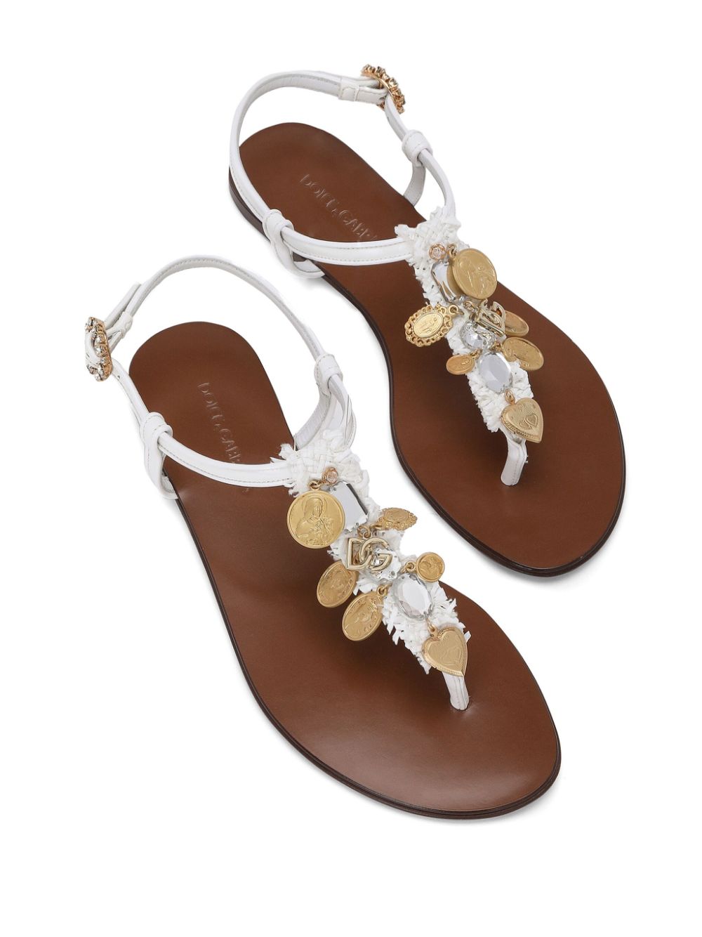 Dolce & Gabbana votive-appliqué raffia sandals White