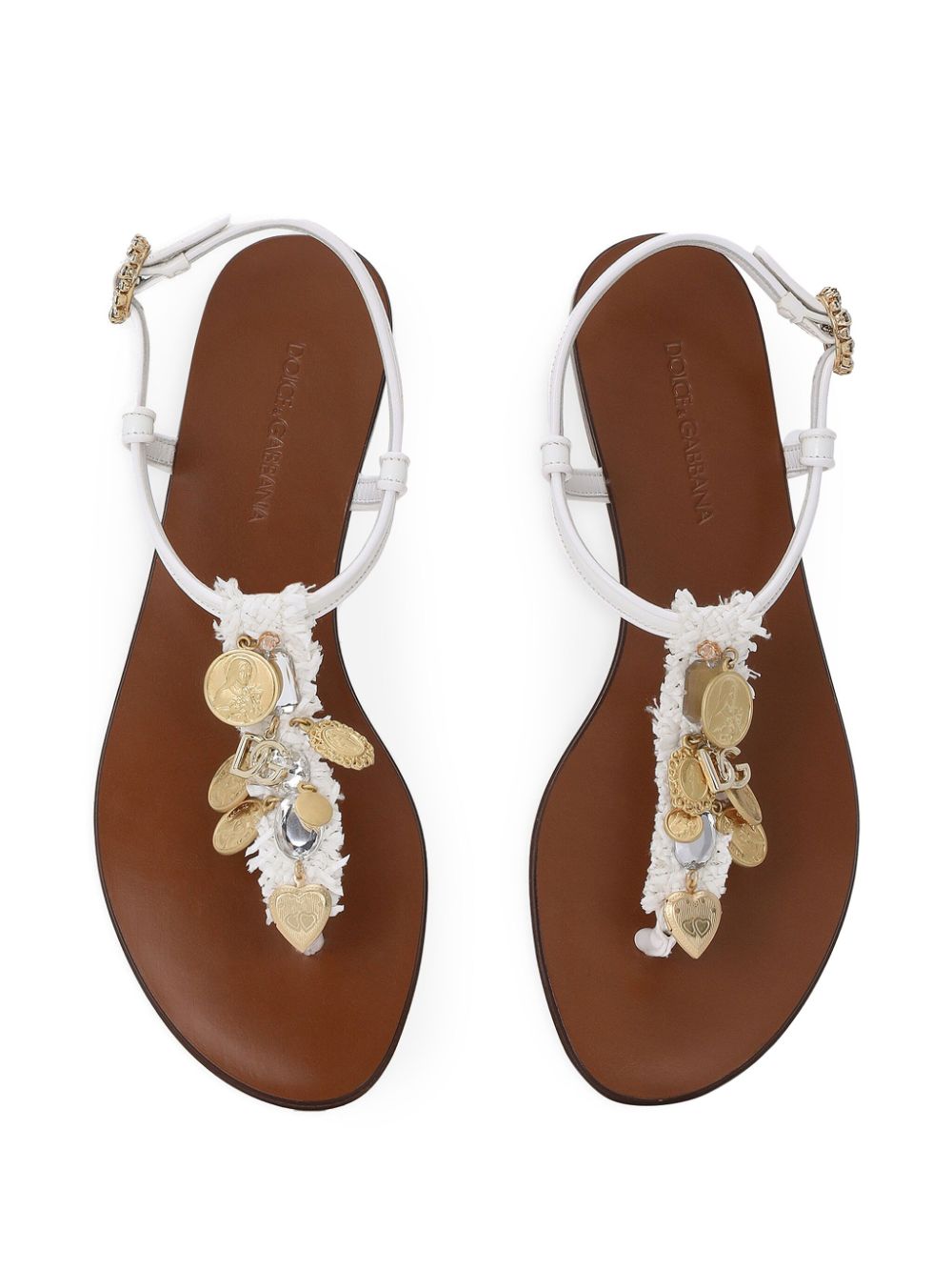 Dolce & Gabbana votive-appliqué raffia sandals White