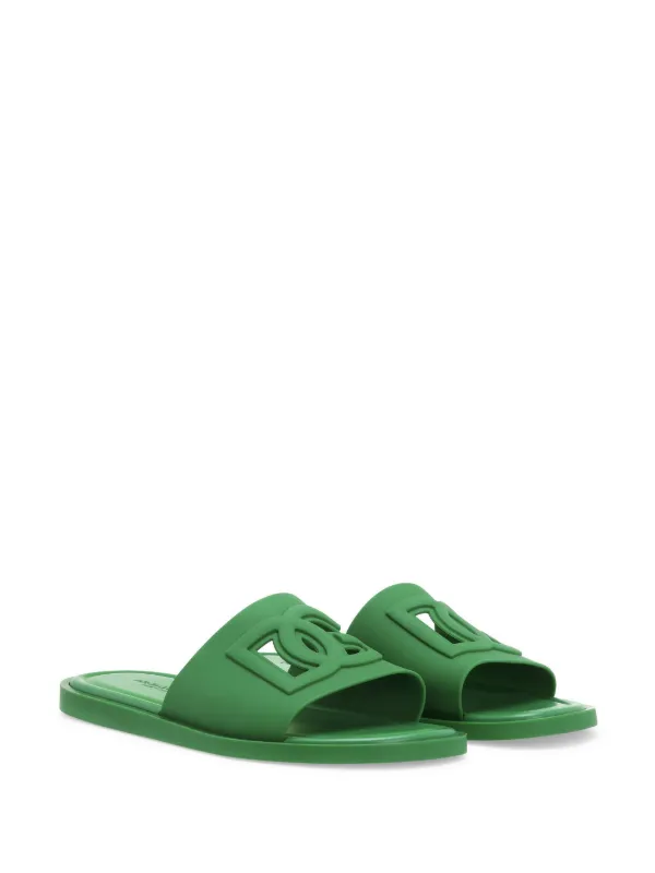 Dolce & Gabbana logo-embossed cut-out Slides | Green | FARFETCH