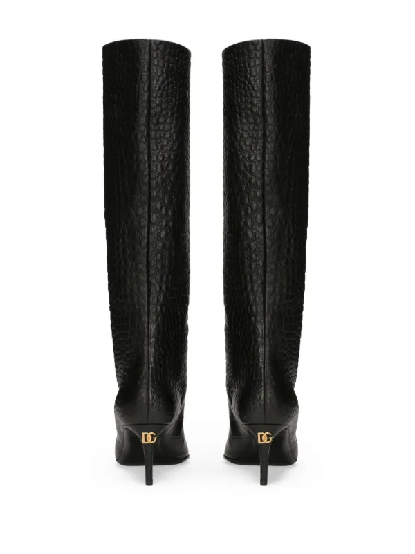 Dolce & Gabbana crocodile-embossed Leather Boots | Black  display picture 3