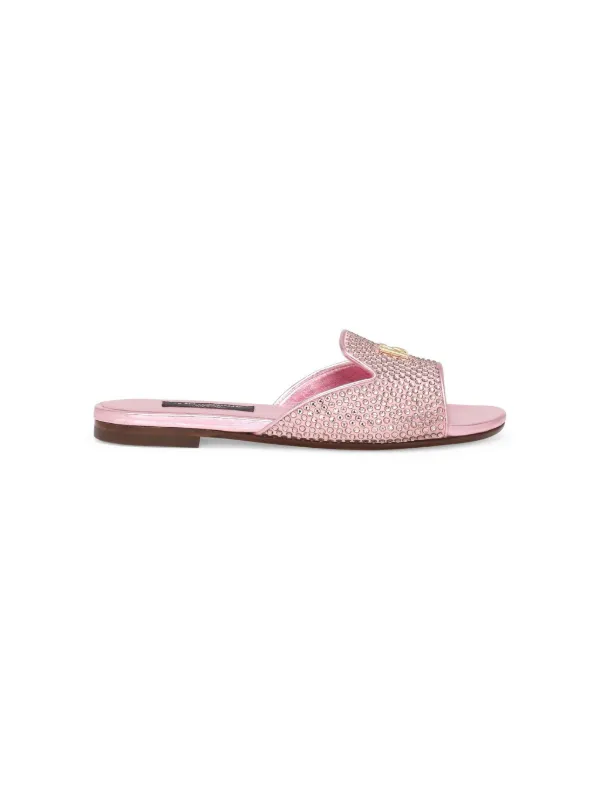 【関税&送料込】Dolce & Gabbana Sandals Pink DOLCE & GABBANA Shoes Pink Quilted DG Heel Slide Sandals