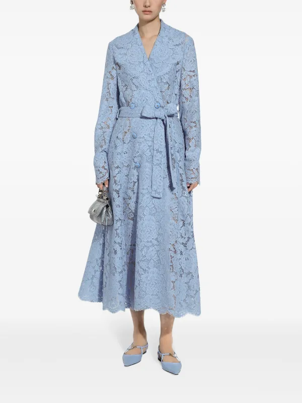 Dolce & Gabbana Trench Coat DNA Com Renda Cordonetto | Azul