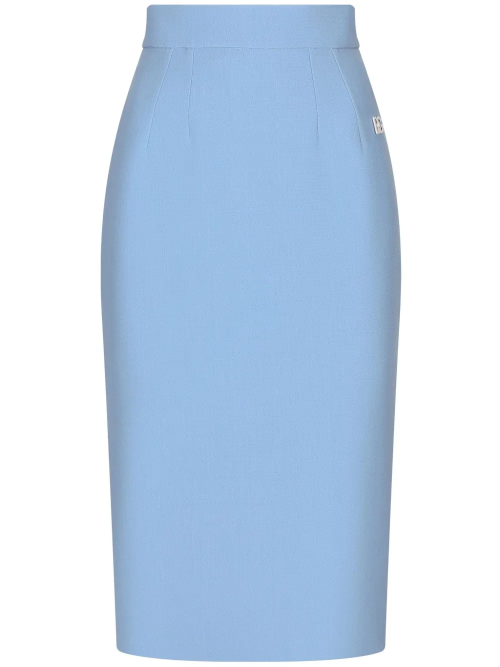 Dolce & Gabbana Appliqué-logo Pencil Skirt In Blue
