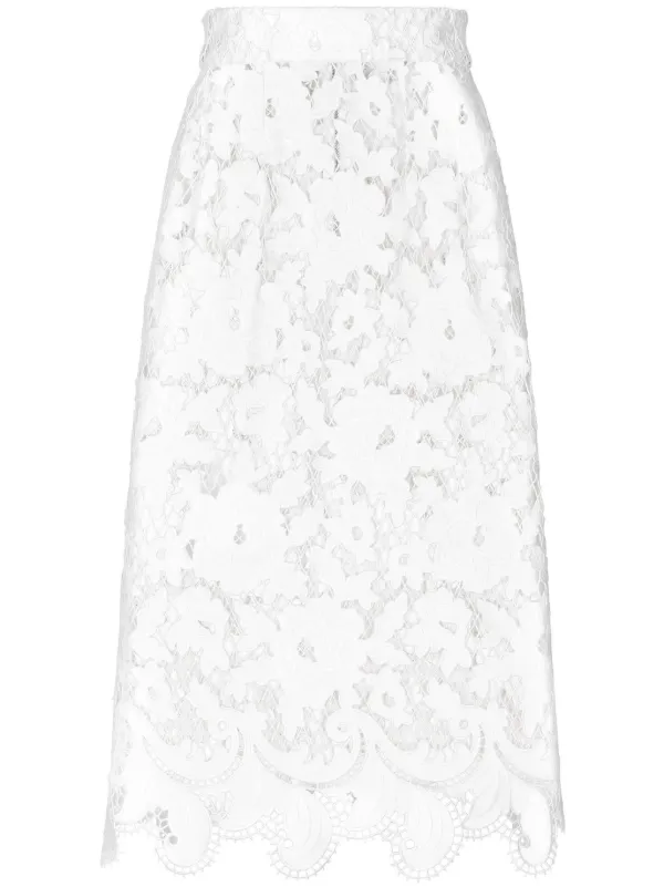 Dolce Gabbana floral embroidery open work Skirt White FARFETCH AE