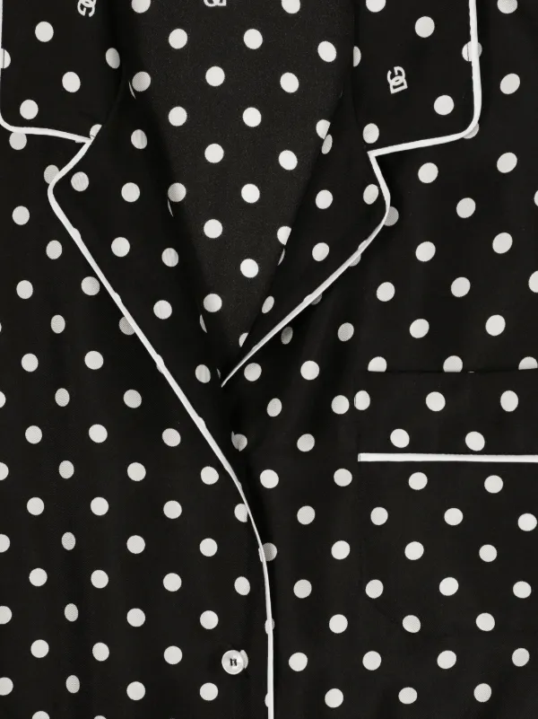 Dolce & Gabbana ポルカドット シルクシャツ | ブラック Dolce & Gabbana ポルカドット シルクシャツ | ブラック