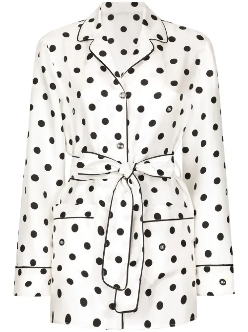Chemise de pyjama en soie à pois - Dolce & Gabbana - Modalova