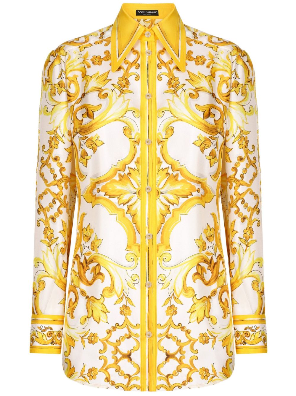 Dolce & Gabbana Zijden shirt met print Geel