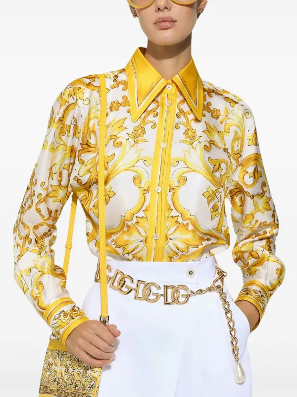 Dolce & Gabbana Majolica-print Silk Shirt | Yellow | FARFETCH Dolce & Gabbana Majolica-print Silk Shirt | Yellow | FARFETCH