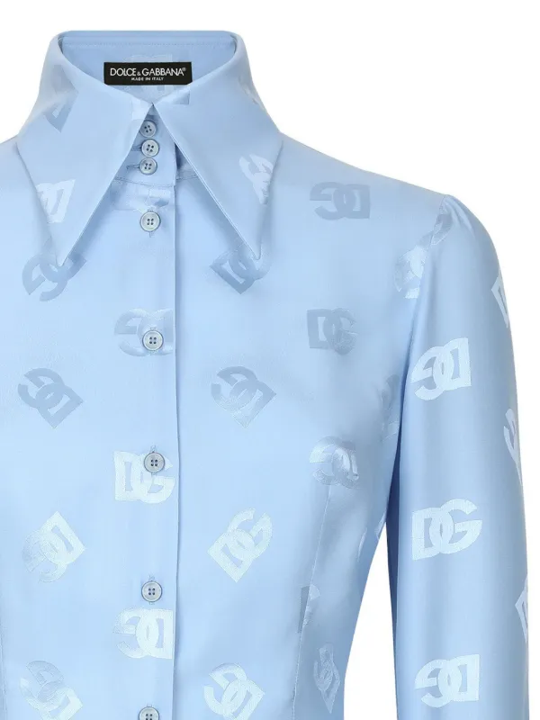Dolce Gabbana Camisa Con Monograma En Jacquard Azul FARFETCH MX