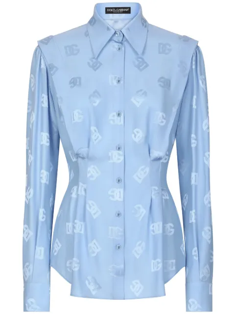 Dolce & Gabbana monogram-jacquard pleat-detail shirt