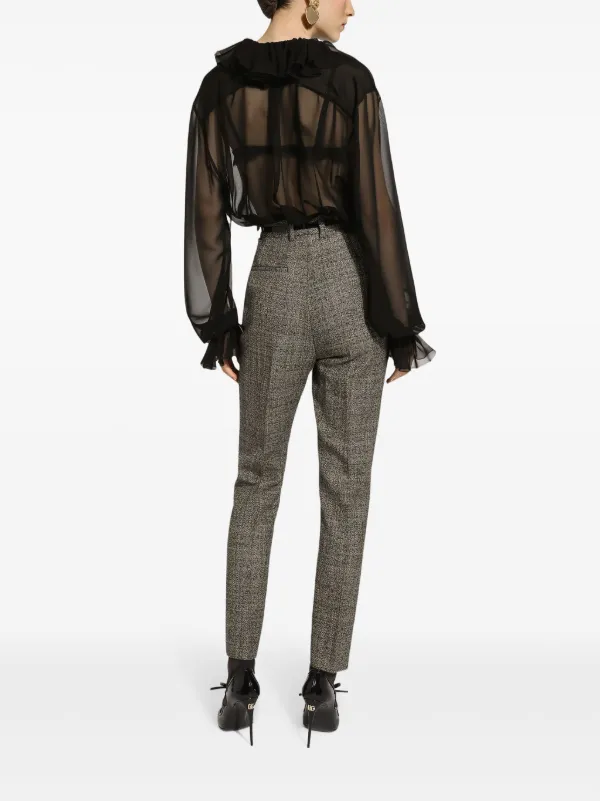 最後の1点トップス【DOLCE&GABBANA】女性★送料関税無料★ Dolce & Gabbana Chiffon Blouse | Black | FARFETCH JO