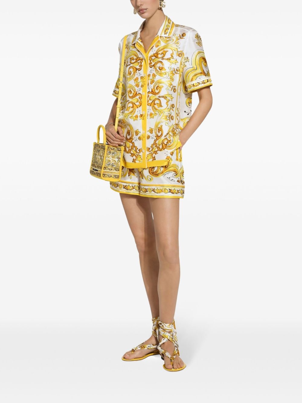 Dolce & Gabbana Zijden shirt met print - Geel