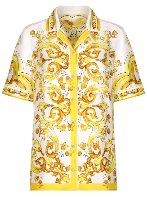 Chemise en soie à imprimé Majolica - Dolce & Gabbana - Modalova