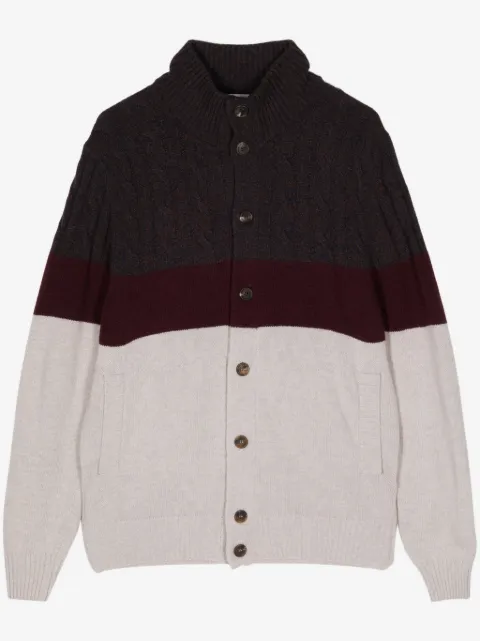 Cruciani colour-block cable-knit cardigan