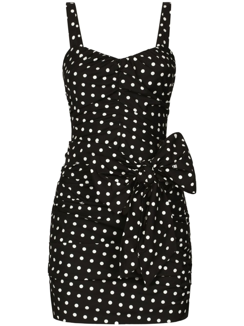 Dolce & Gabbana Polka-dot Mini Dress In Black