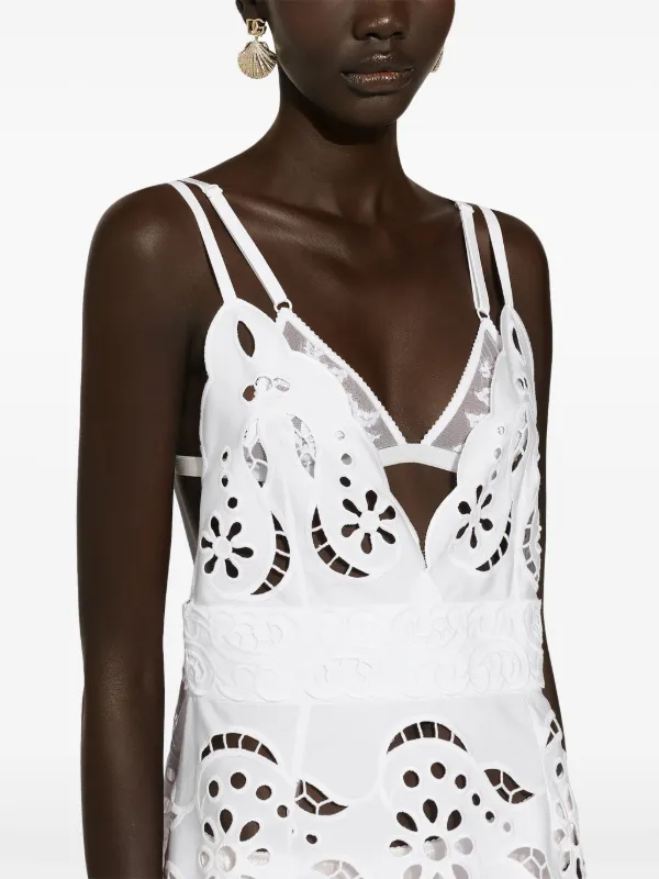 Dolce & Gabbana openwork-embroidery Sleeveless Mini Cotton Dress