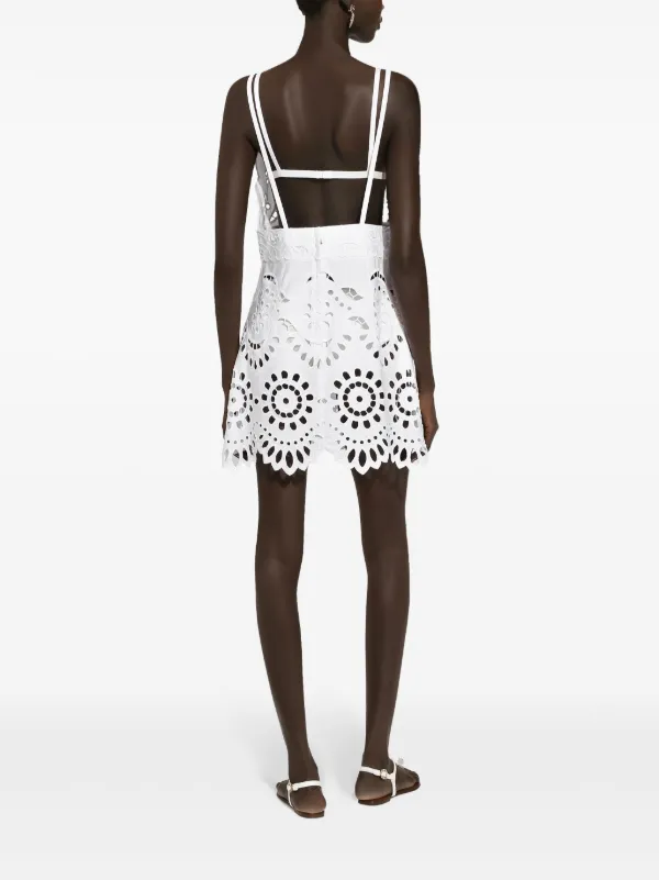 Dolce & Gabbana openwork-embroidery Sleeveless Mini Cotton Dress