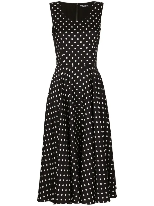 関税送料込Dolce & Gabbana Polka Dot Print Midi Dress Dolce & Gabbana Polka dot-print Midi Dress | Black | FARFETCH