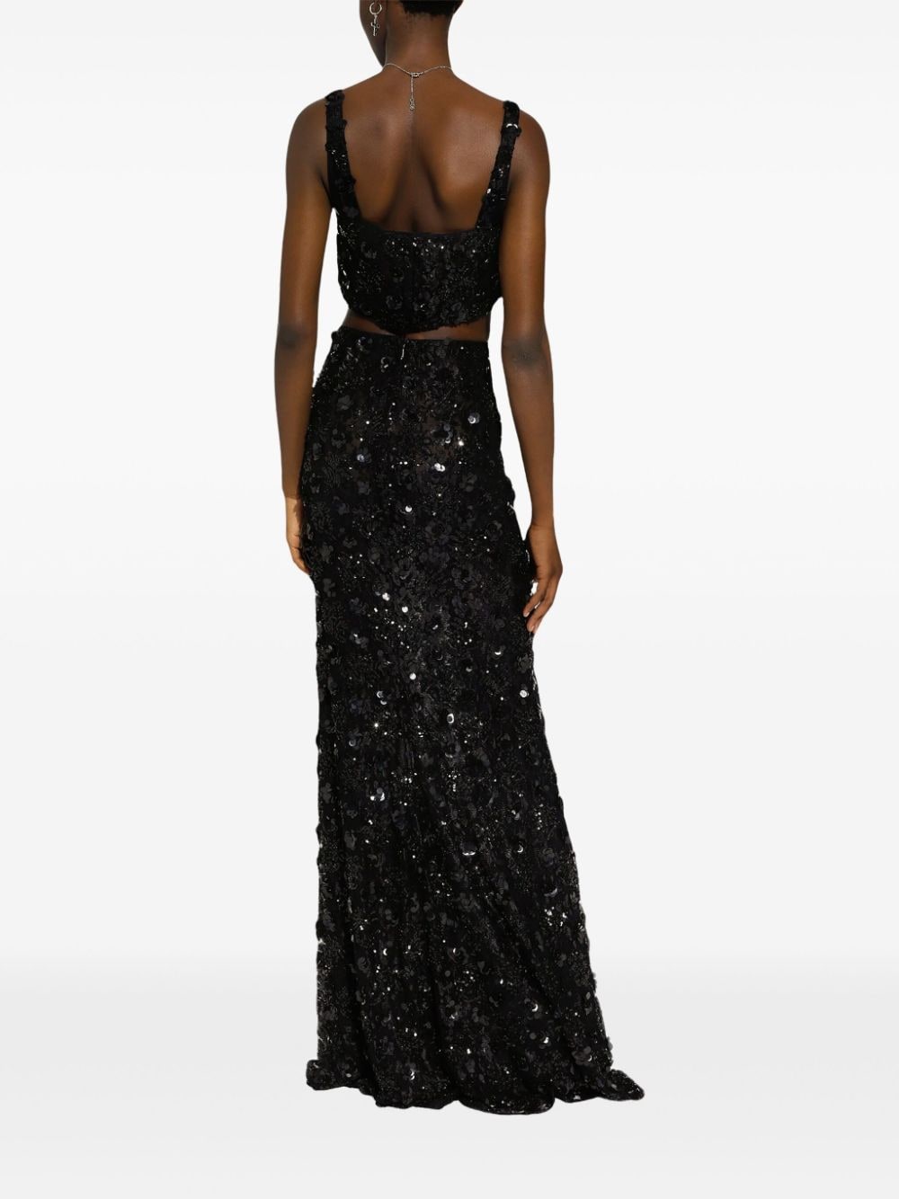 Shop Dolce & Gabbana Sequined Sleeveless Bralette In N0000 Black