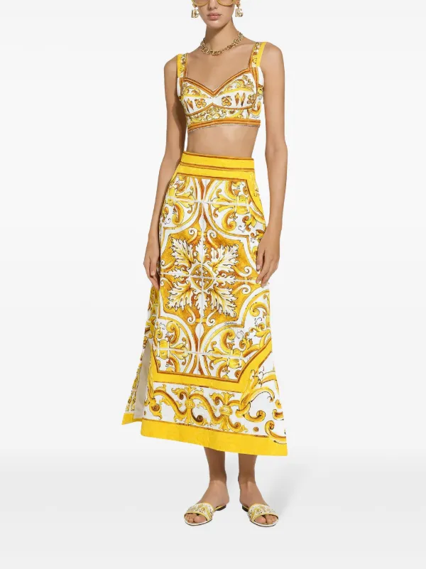 【送料&関税込】Dolce & Gabbana Majolica Print Beach Tow Dolce & Gabbana Majolica-print scoop-neck Bikini | Blue