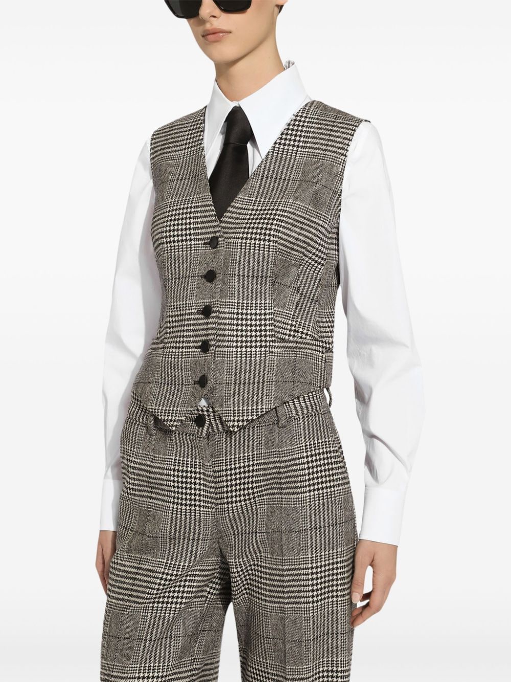 Shop Dolce & Gabbana Tartan Waistcoat In Grey