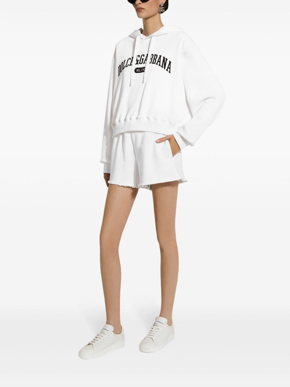 Shop Dolce & Gabbana Logo-print Hoodie In White