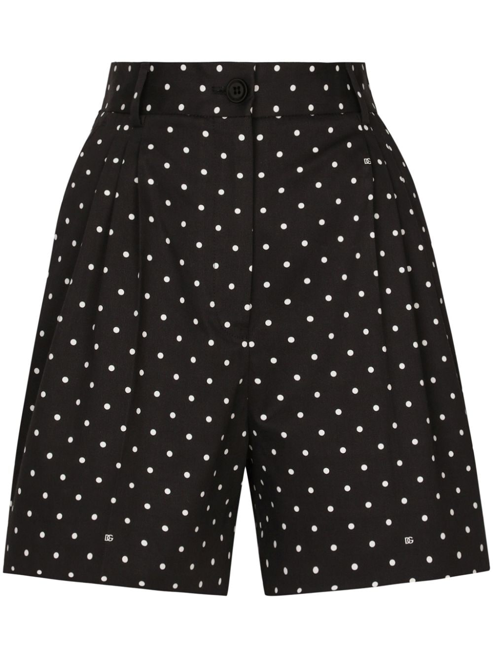 Dolce & Gabbana Polka Dot-print Tailored Shorts In Black