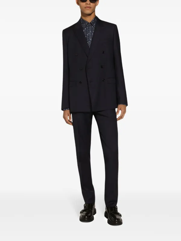 Dolce & Gabbana ジオメトリックパターン シルク セットアップ Dolce & Gabbana ジオメトリックパターン シルクシャツ | ブルー