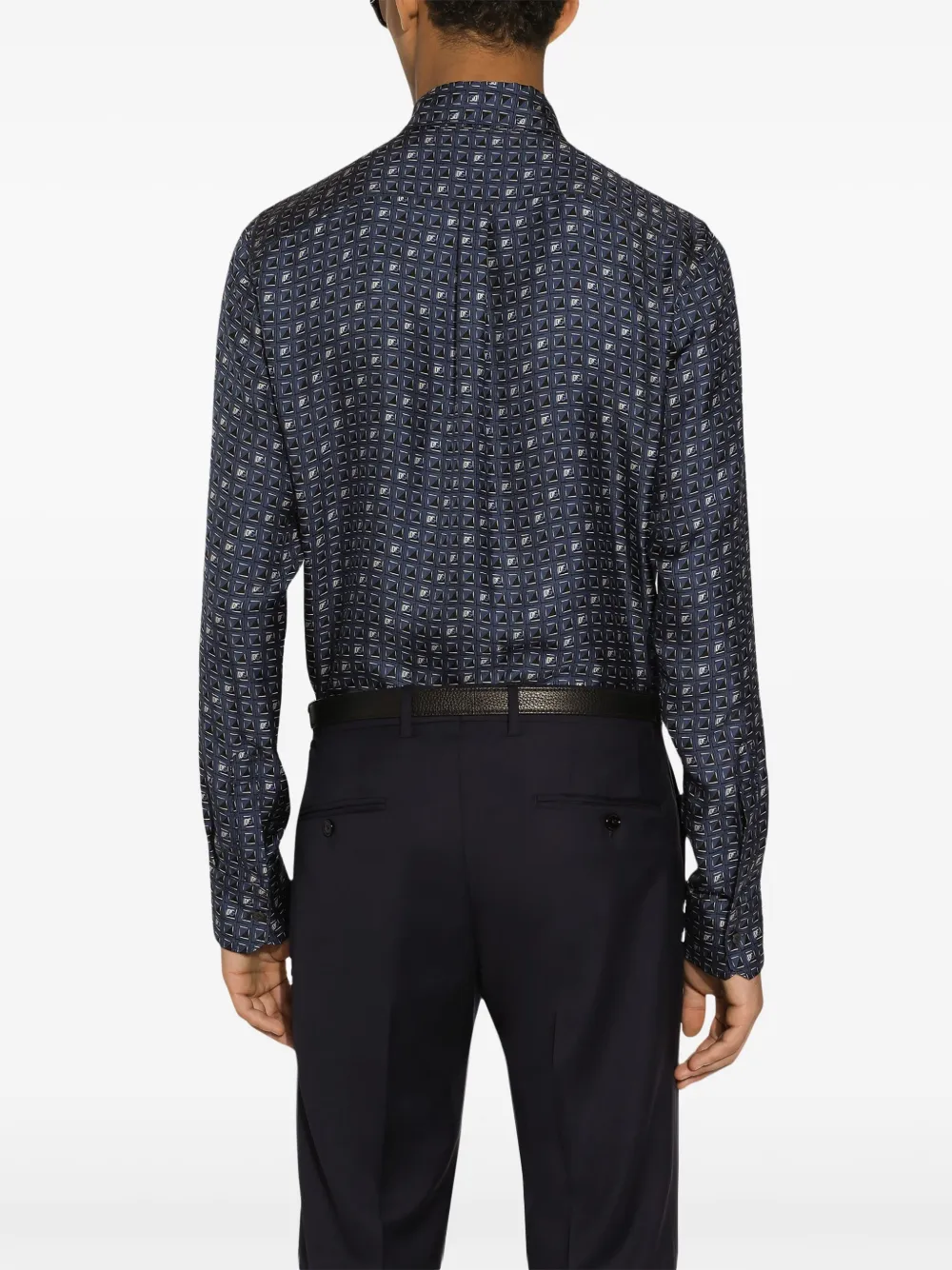 Dolce & Gabbana Zijden overhemd met geometrische print Blauw
