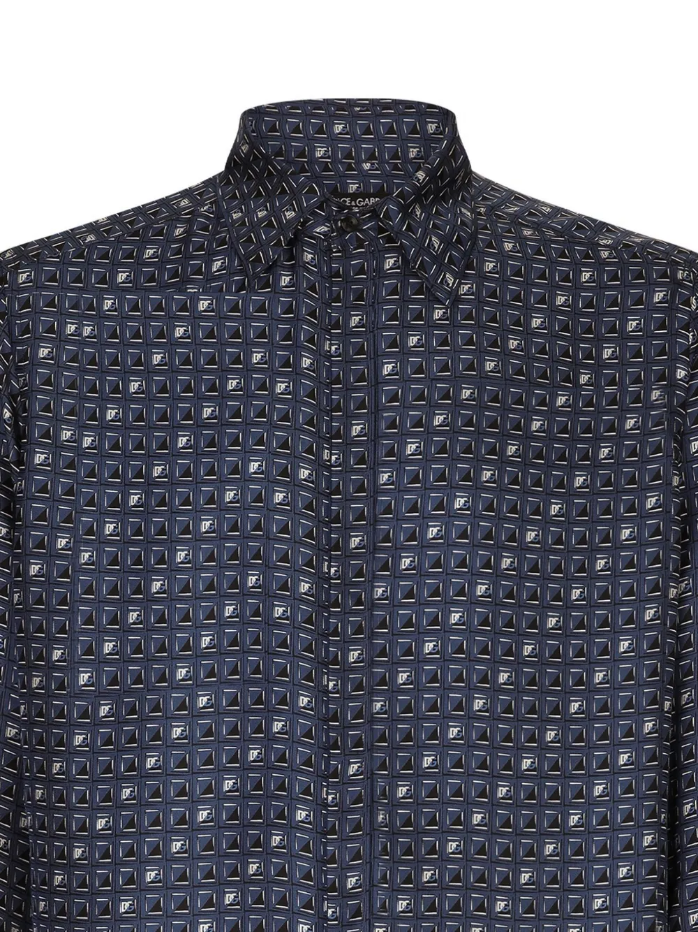 Dolce & Gabbana Zijden overhemd met geometrische print Blauw