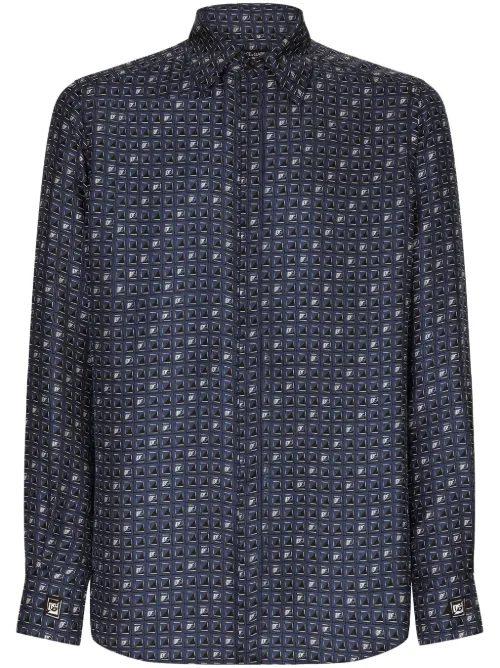 Chemise en soie à imprimé géométrique - Dolce & Gabbana - Modalova