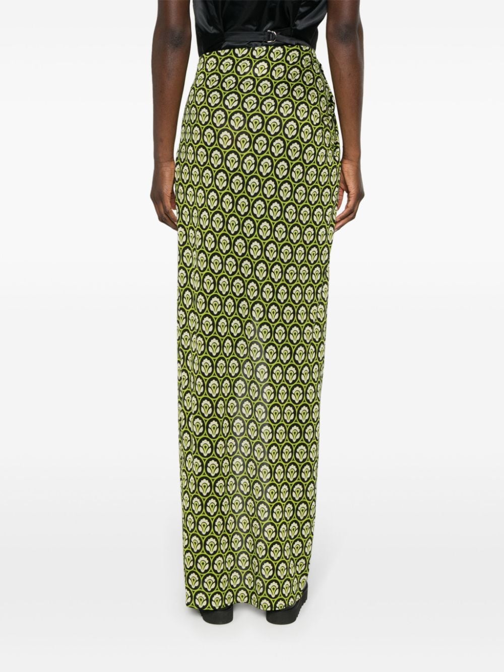 Shop Etro Aurea-print Wrap Maxi Skirt In Green