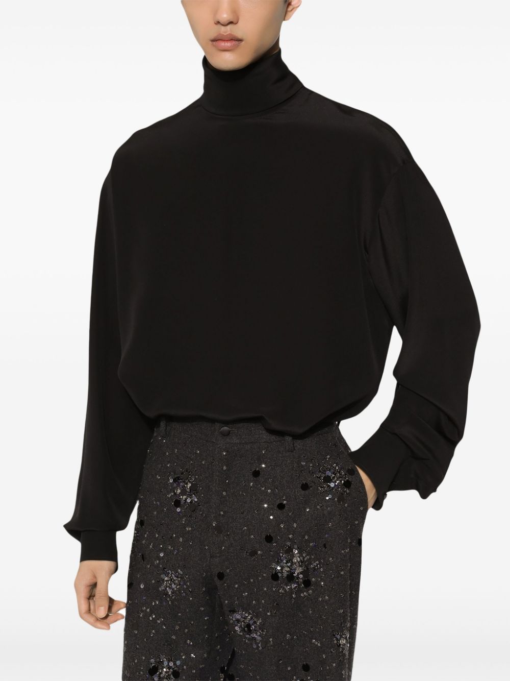 Shop Dolce & Gabbana High-neck Shirt In Schwarz